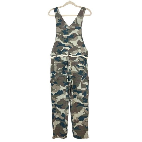 Anthropologie Camo Utility Relaxed Carpenter Overalls Cotton Stretch Size 6 - Picture 12 of 13
